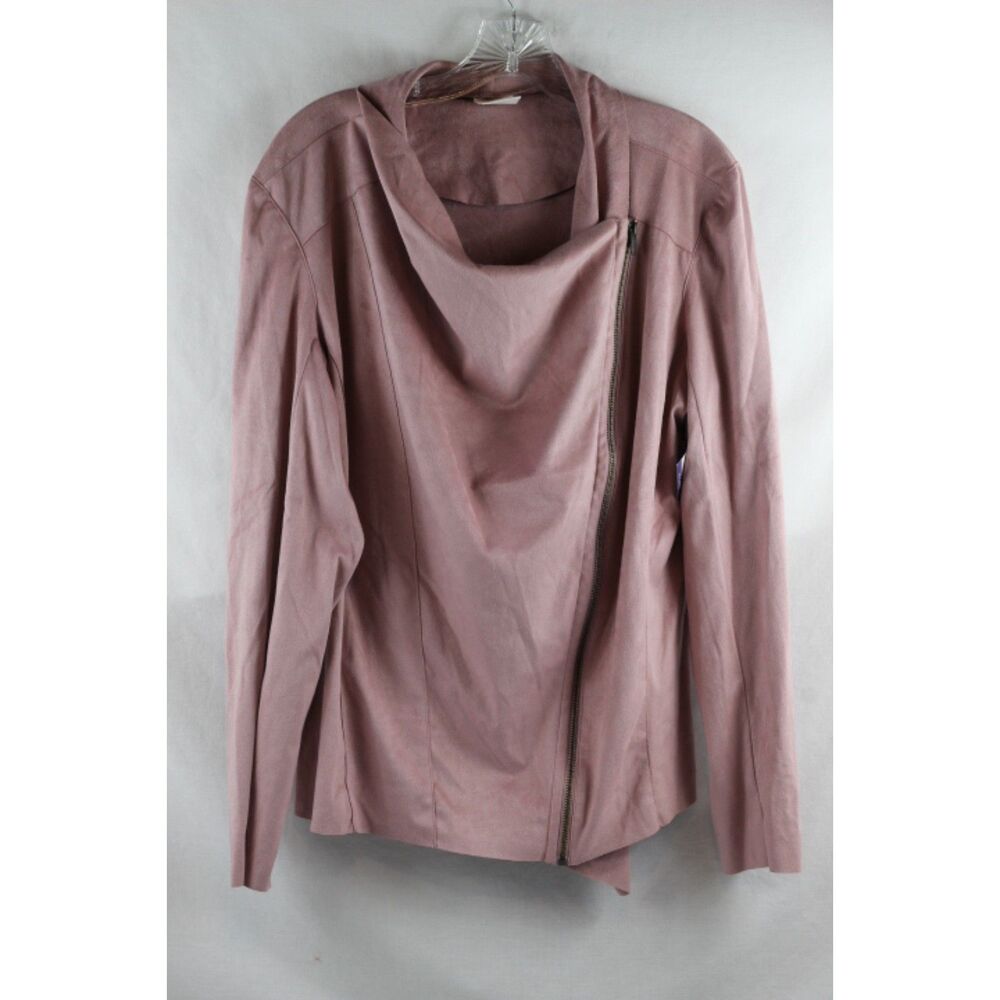Mote Pink Women's Light Drape Blazer Jacket Front Full Zip Closure 036